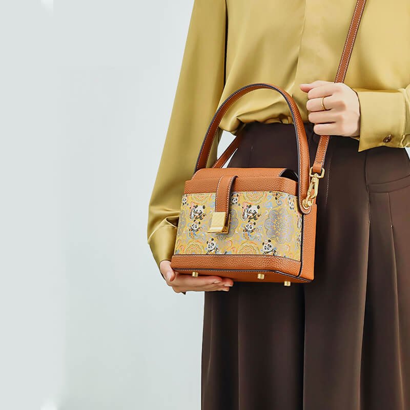 Flowing Stillness Leather and Silk Handbag – Babylon Leather - Babylon LeatherBabylon LeatherTX061-Dark Brown