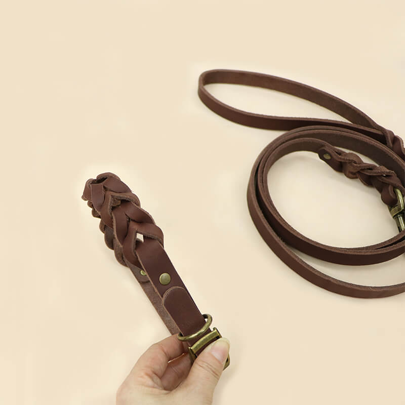 Full - Grain Leather Dog Collar & Leash Set – Babylon Leather - Babylon LeatherBabylon LeatherLP01-Brown-Collar
