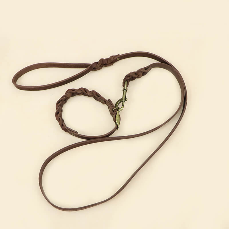 Full - Grain Leather Dog Collar & Leash Set – Babylon Leather - Babylon LeatherBabylon LeatherLP01-Brown-Collar