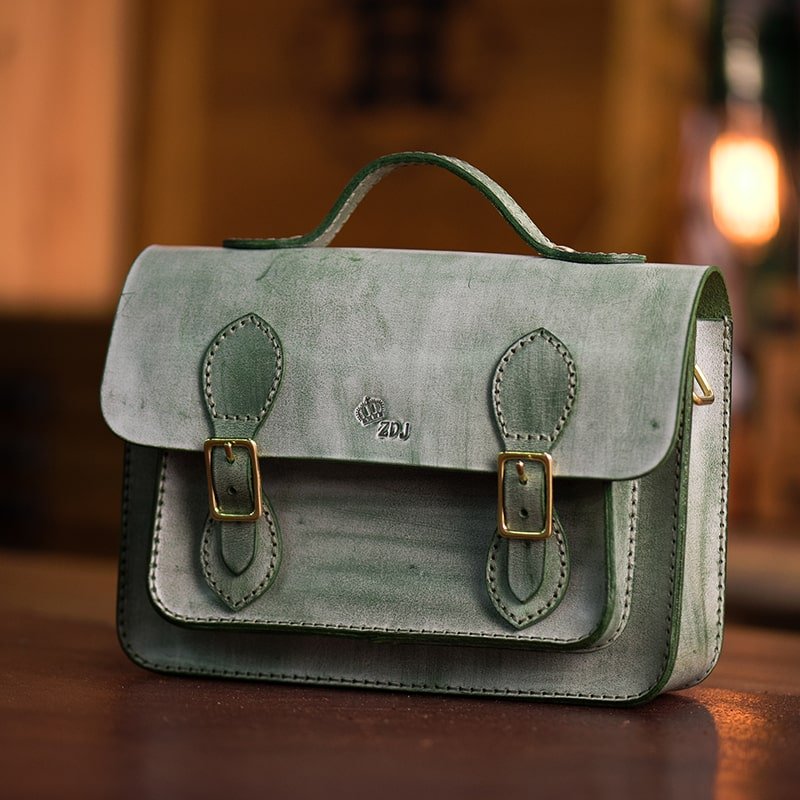 Full Grain Leather Satchel Bag DIY Kit – Babylon Leather - Babylon LeatherBabylon LeatherLZ52 - Green - Waxed Leather