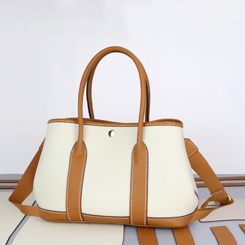 Garden Party Leather Tote Bag DIY Kit – Babylon Leather - Babylon LeatherBabylon LeatherSY05 - Caramel & White - Large - White