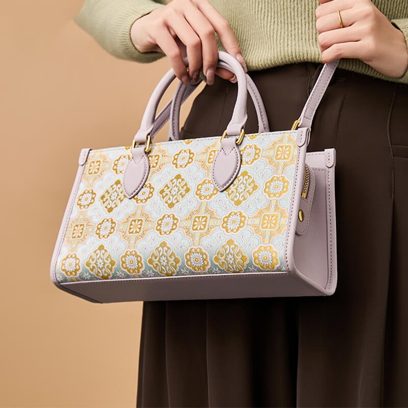 Gentle Awakening Leather and Silk Handbag – Babylon Leather - Babylon LeatherBabylon LeatherTX069-Purple