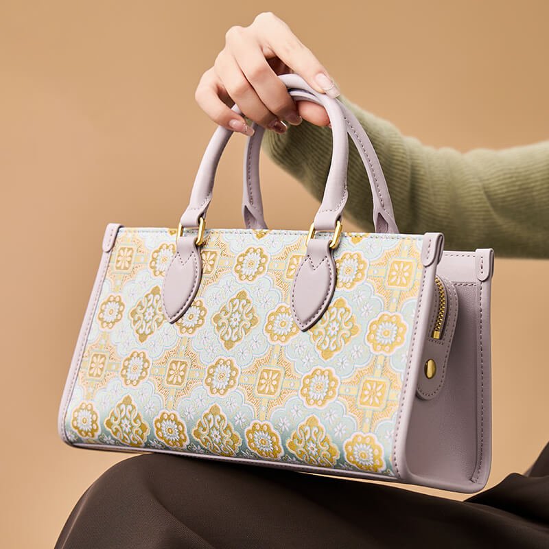 Gentle Awakening Leather and Silk Handbag – Babylon Leather - Babylon LeatherBabylon LeatherTX069-Purple