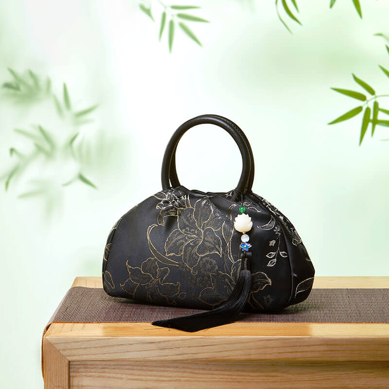 Gentle Bloom Silk Crossbody Handbag – Babylon Leather - Babylon LeatherBabylon LeatherTX161-Black