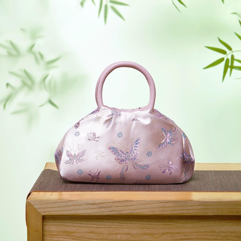Gentle Bloom Silk Handbag – Babylon Leather - Babylon LeatherBabylon LeatherTX163-Pink