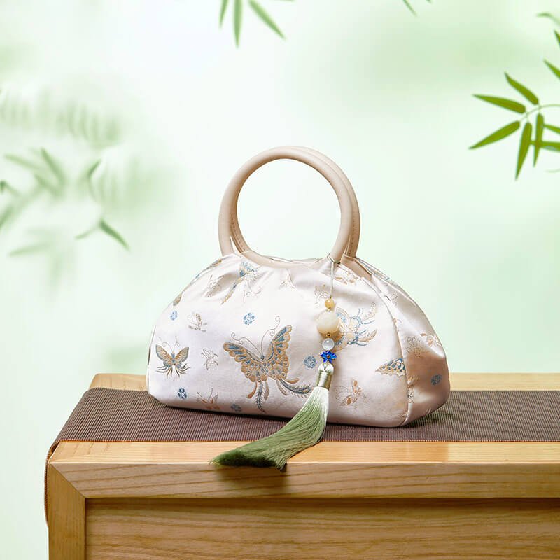 Gentle Bloom Silk Shoulder Handbag – Babylon Leather - Babylon LeatherBabylon LeatherTX162-Light Yellow