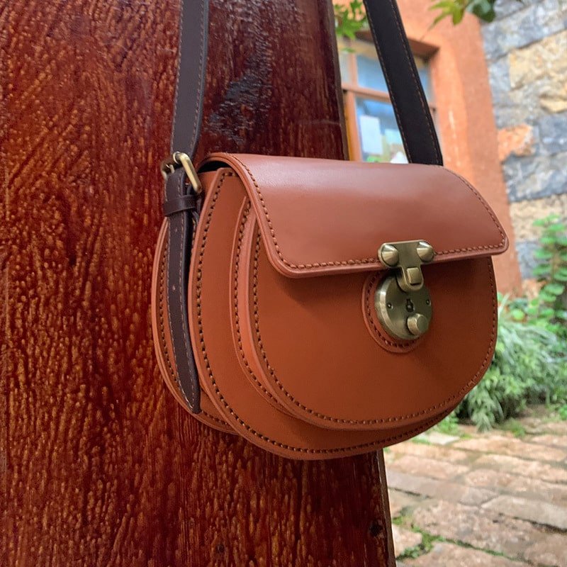 Genuine Leather Colorful Saddle Shoulder Bag DIY Kit – Babylon Leather - Babylon LeatherBabylon LeatherFJ07 - Coffee