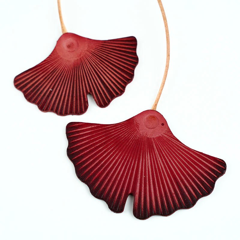 Ginkgo Leaf Leather Bag Charm – Babylon Leather - Babylon LeatherBabylon LeatherLL48-Red