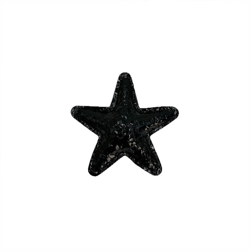 Glossy Pleated Star PU Leather Bag Charm Pendant - Babylon Leather - Babylon LeatherBabylon LeatherPP26-Black
