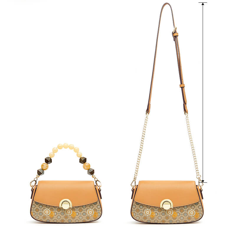 Golden Orbit Leather and Silk Handbag Crossbody Bag – Babylon Leather - Babylon LeatherBabylon LeatherTX221-Brown