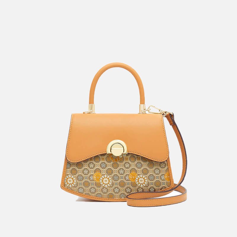 Golden Orbit Leather and Silk Shoulder Handbag – Babylon Leather - Babylon LeatherBabylon LeatherTX219-Brown