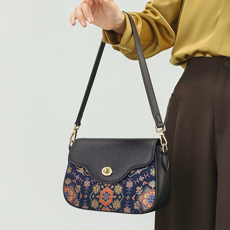 Guiding Light Leather & Silk Shoulder Bag – Babylon Leather - Babylon LeatherBabylon LeatherTX065-Black