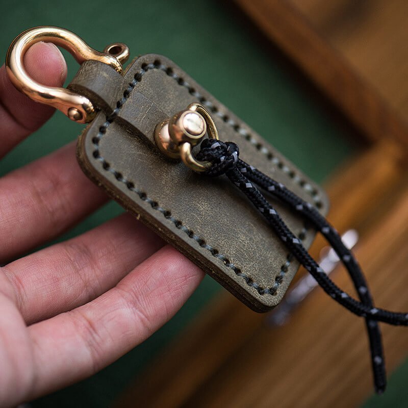 Handmade Leather Keychain Accessory DIY Kit – Babylon Leather - Babylon LeatherBabylon LeatherLZ88-Blue & Fog Wax