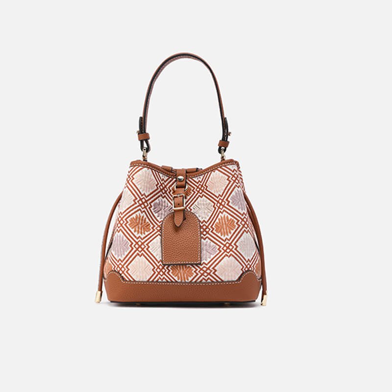 Harmonic Path Leather and Silk Bucket Bag – Babylon Leather - Babylon LeatherBabylon LeatherTX103-Brown
