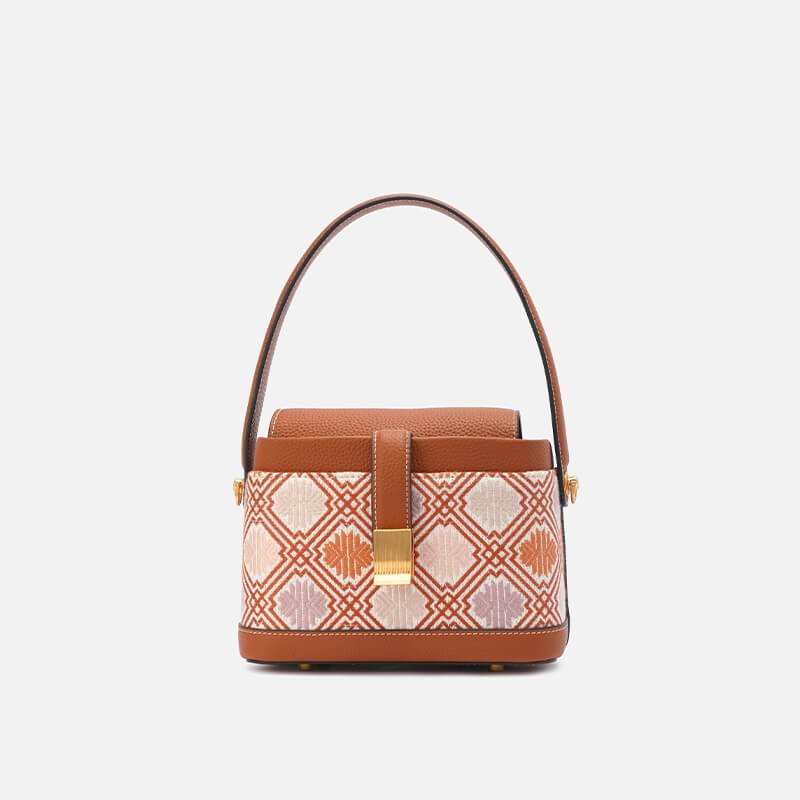 Harmonic Path Leather and Silk Handbag – Babylon Leather - Babylon LeatherBabylon LeatherTX097-Brown