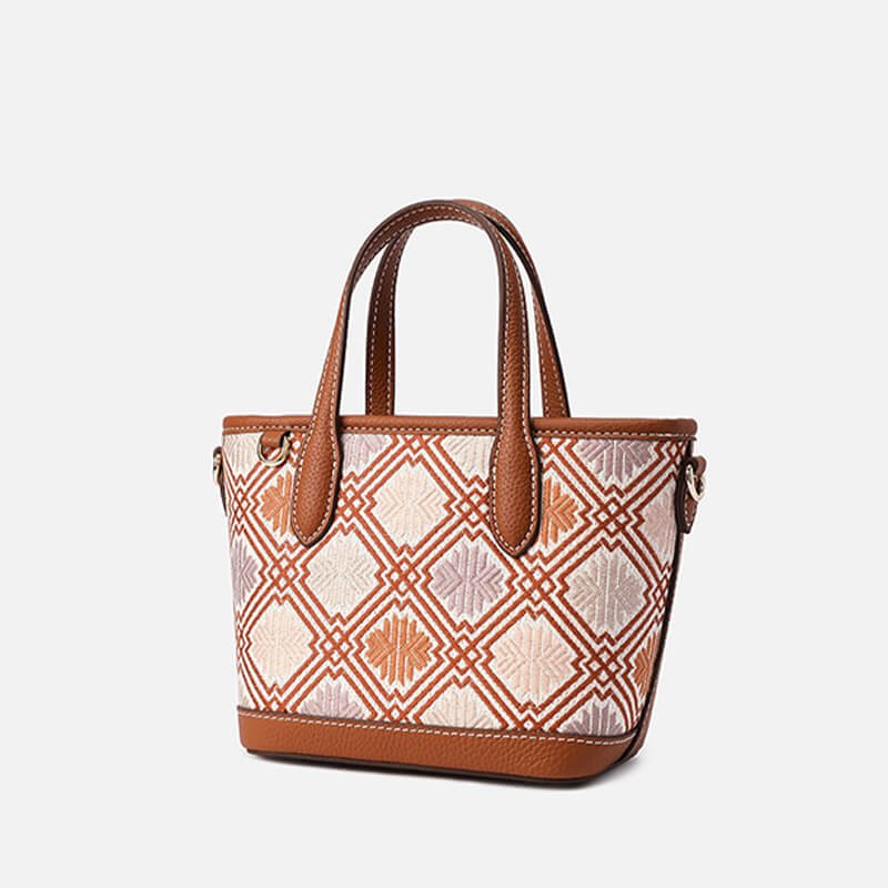 Harmonic Path Leather and Silk Handbag Tote Bag – Babylon Leather - Babylon LeatherBabylon LeatherTX102-Brown