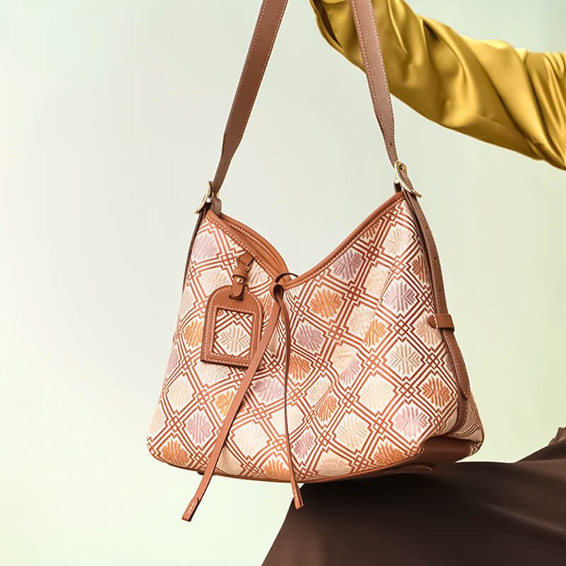 Harmonic Path Leather and Silk Shoulder Bag – Babylon Leather - Babylon LeatherBabylon LeatherTX100-Brown