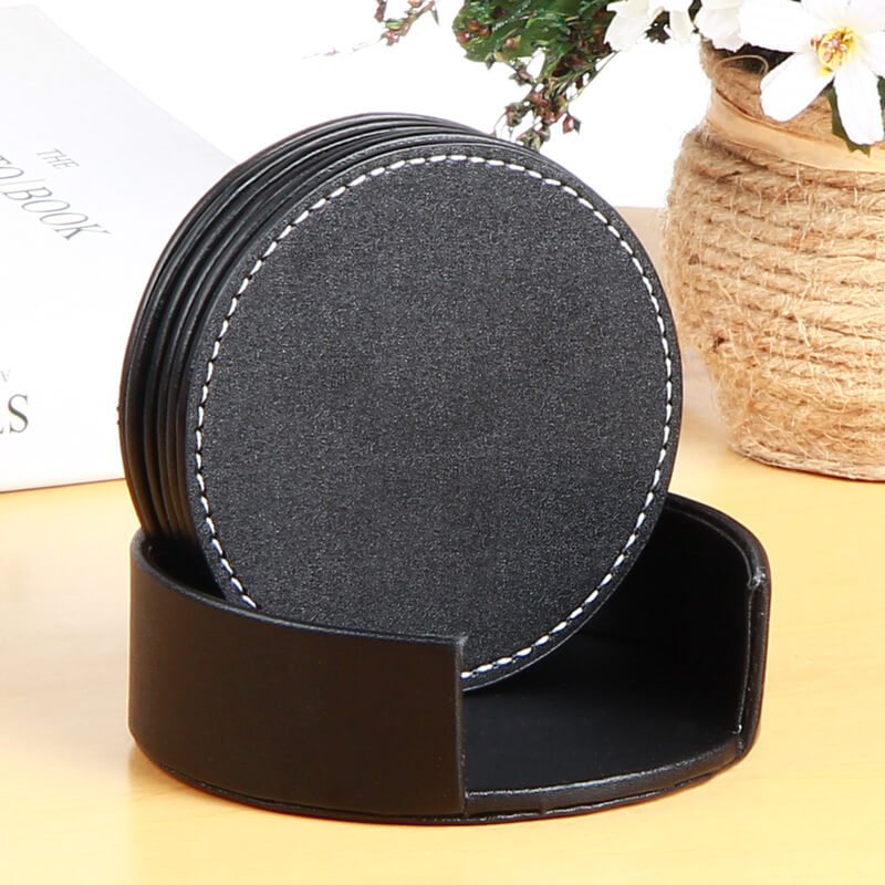 Heat-Resistant Coaster Set, 6 Pieces – Babylon Leather - Babylon LeatherBabylon LeatherRH04-Black-Round