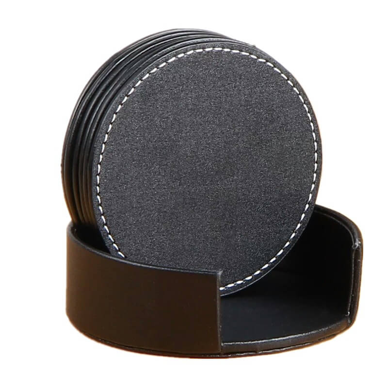 Heat-Resistant Coaster Set, 6 Pieces – Babylon Leather - Babylon LeatherBabylon LeatherRH04-Black-Round