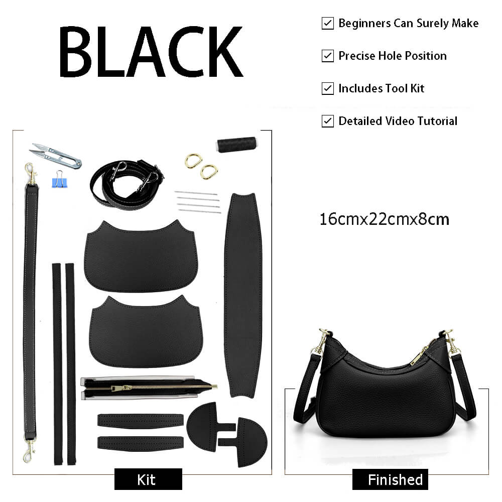 Hobo Bag DIY Leather Gift Kit – Babylon Leather - Babylon LeatherBabylon LeatherSY115-Black-Color-Matched