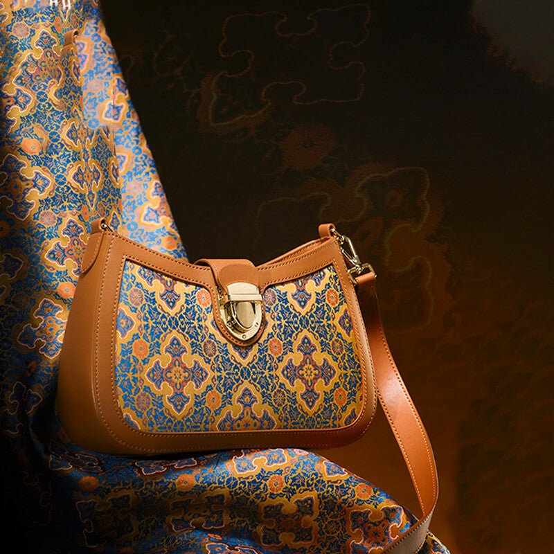 Inner Reflection Leather and Silk Shoulder Bag – Babylon Leather - Babylon LeatherBabylon LeatherTX066-Brown