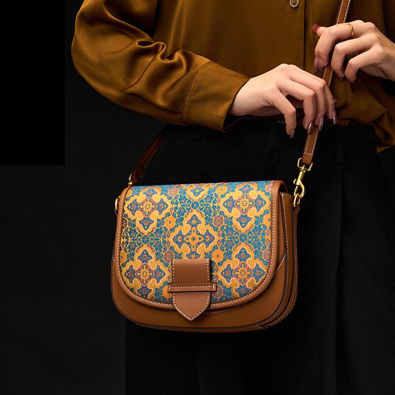 Inner Reflection Leather and Silk Shoulder Saddle Bag – Babylon Leather - Babylon LeatherBabylon LeatherTX176-Brown