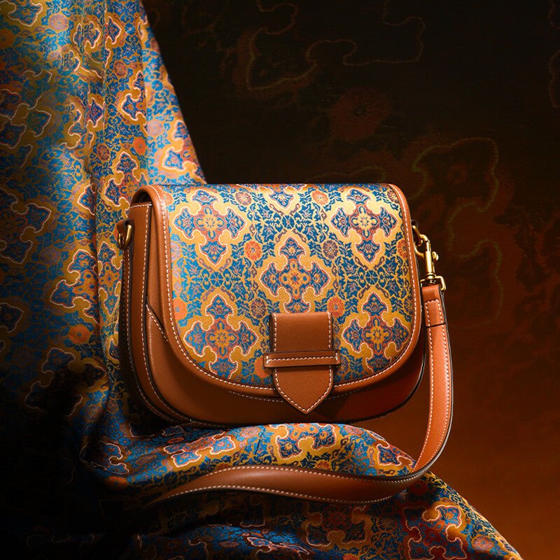 Inner Reflection Leather and Silk Shoulder Saddle Bag – Babylon Leather - Babylon LeatherBabylon LeatherTX176-Brown