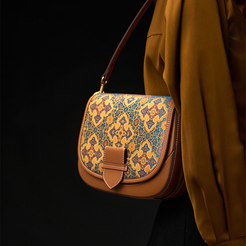 Inner Reflection Leather and Silk Shoulder Saddle Bag – Babylon Leather - Babylon LeatherBabylon LeatherTX176-Brown