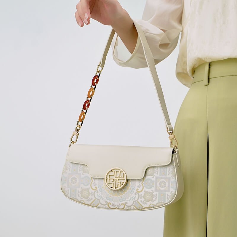 Joyful Grace Leather and Silk Shoulder Bag – Babylon Leather - Babylon LeatherBabylon LeatherTX184-White