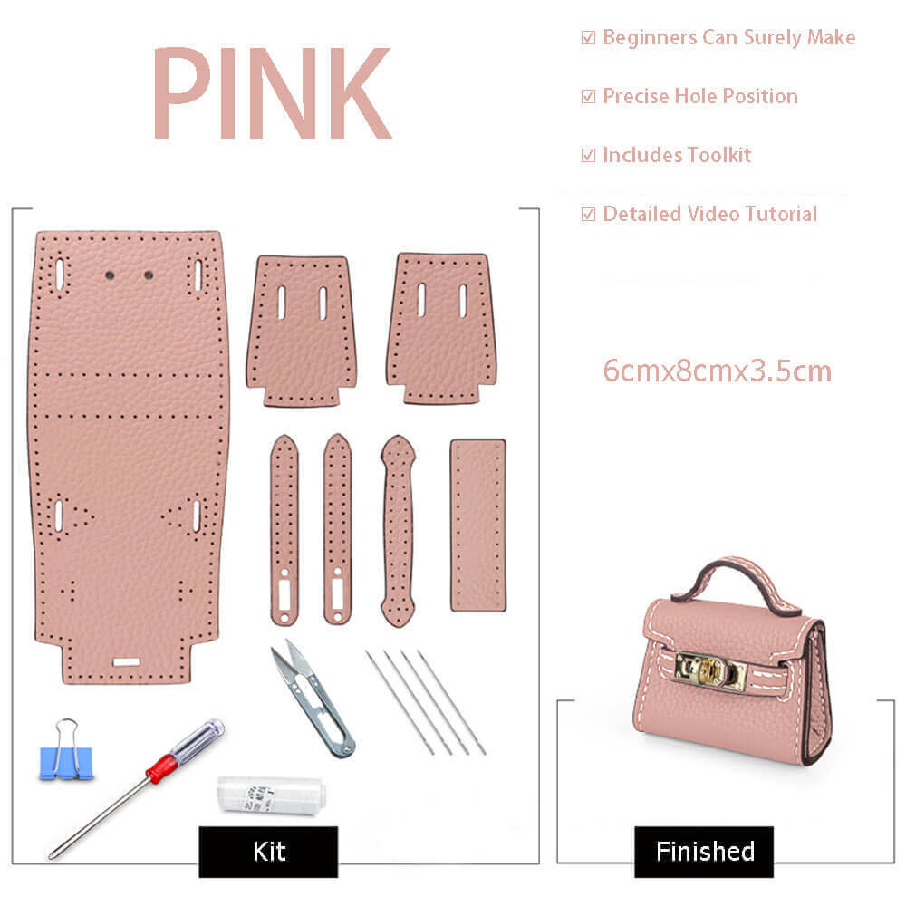 Kelly Bag Charm DIY Kit – Babylon Leather - Babylon LeatherBabylon LeatherSY111-Pink-White