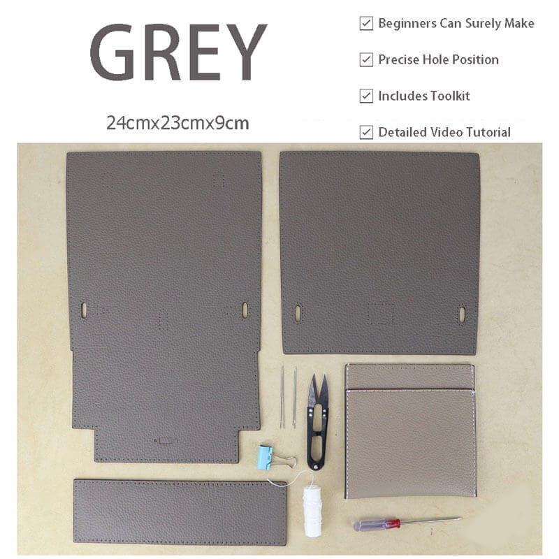 Kelly - Style Leather Backpack DIY Kit – Babylon Leather - Babylon LeatherBabylon LeatherSY12 - Grey - White