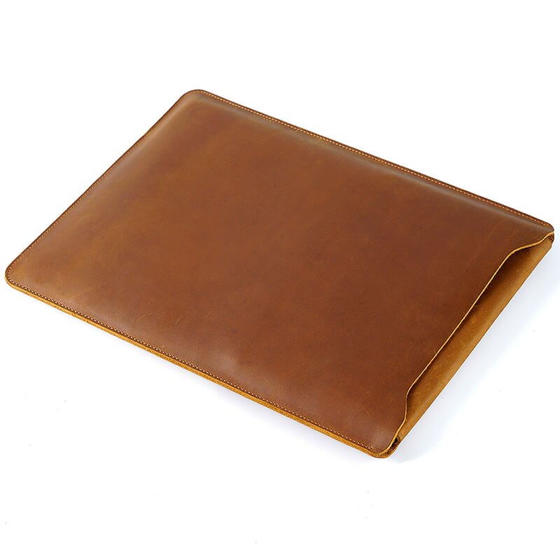 Laptop Sleeve 12 13 14 Inch Crazy Horse Leather – Babylon Leather - Babylon LeatherBabylon LeatherAN16-Brown-12