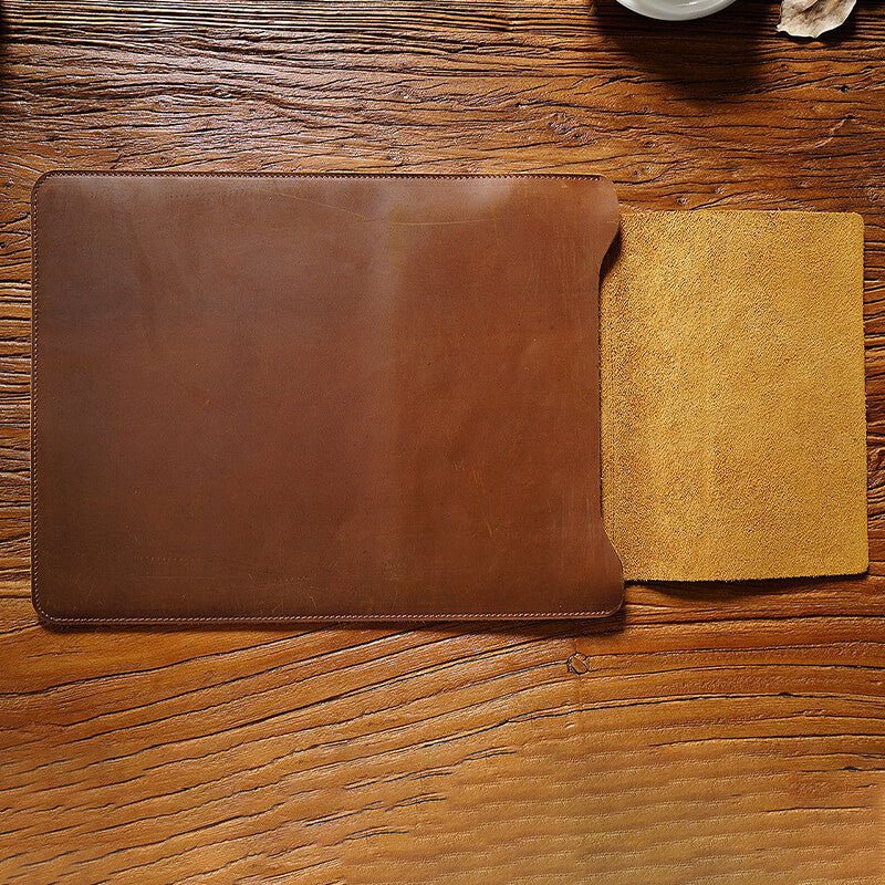 Laptop Sleeve 12 13 14 Inch Crazy Horse Leather – Babylon Leather - Babylon LeatherBabylon LeatherAN16-Coffee-12