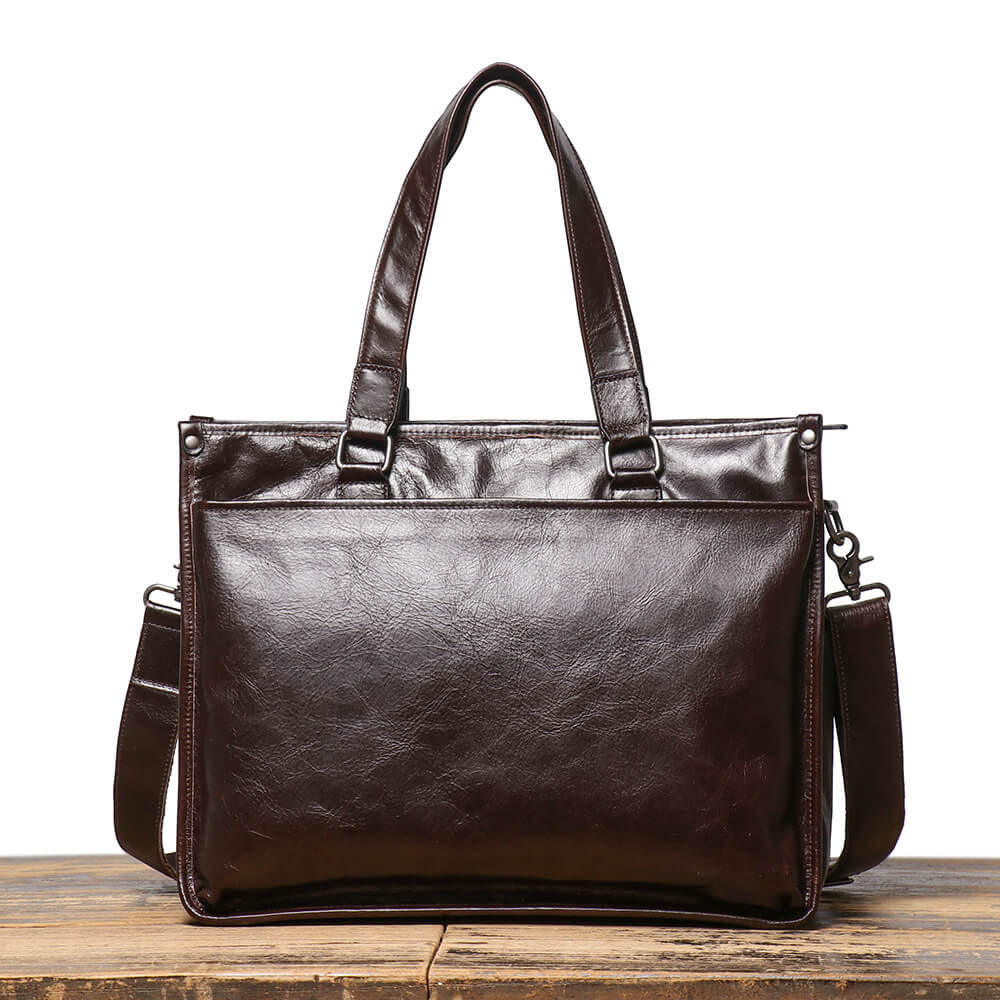 Large Capacity Top Grain Briefcase – Babylon Leather - Babylon LeatherBabylon LeatherLJ063 - Coffee