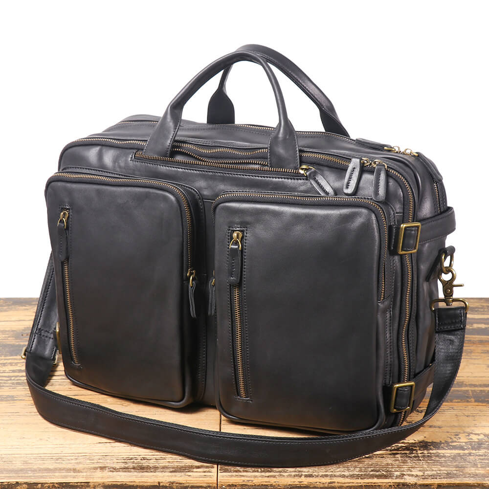 Large Leather Business Travel Briefcase – Babylon Leather - Babylon LeatherBabylon LeatherLJ056 - Black