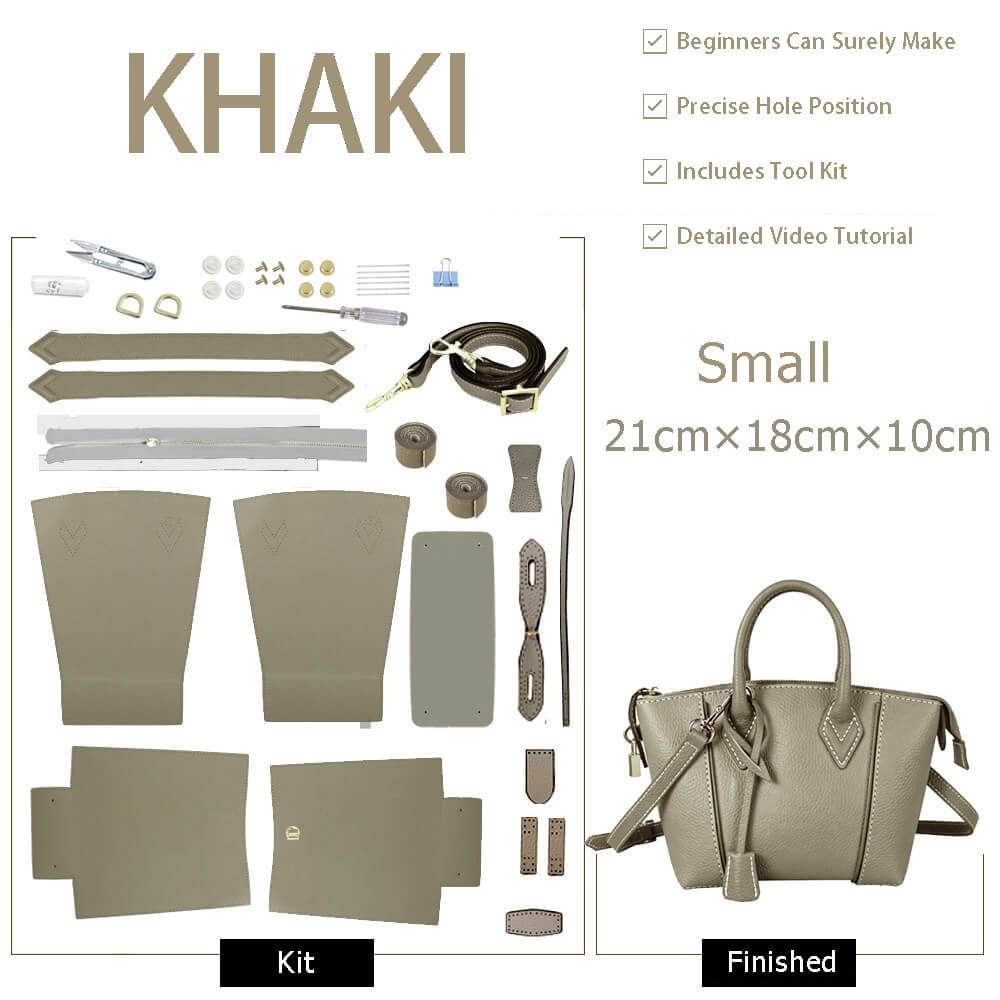 Large Leather Tote Bag DIY Kit for Beginners – Babylon Leather - Babylon LeatherBabylon LeatherSY32-Khaki-Small-Color-Matched