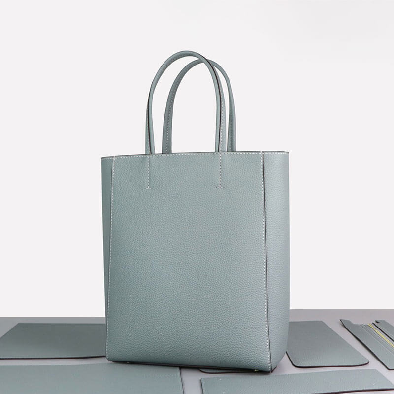 Large Sac Plat Leather Tote Bag DIY Kit – Babylon Leather - Babylon LeatherBabylon LeatherSY37 - Haze Blue - White