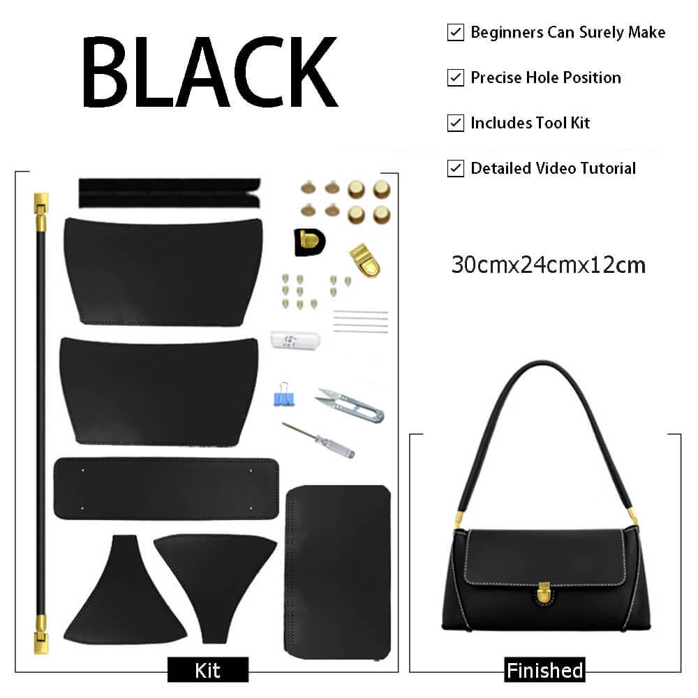 Leather Baguette Shoulder Bag DIY Kit – Babylon Leather - Babylon LeatherBabylon LeatherSY03 - Black - Color - Matched