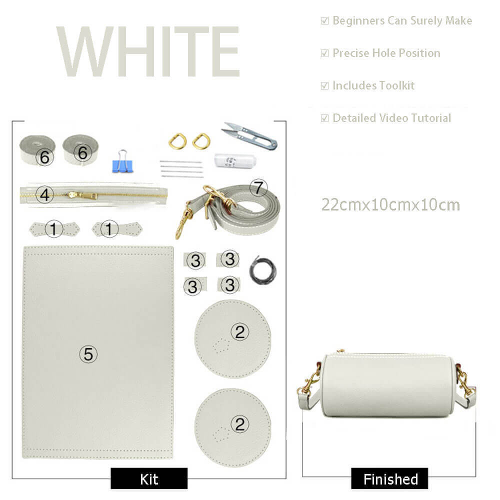 Leather Barrel Bag Making Kit – Babylon Leather - Babylon LeatherBabylon LeatherSY97-White-Color-Matched