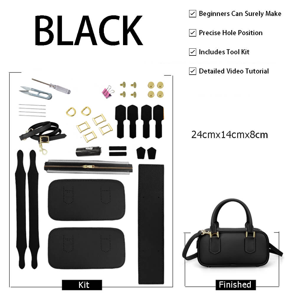 Leather Bowling Bag DIY Craft Kit – Babylon Leather - Babylon LeatherBabylon LeatherSY122-Black-Color-Matched