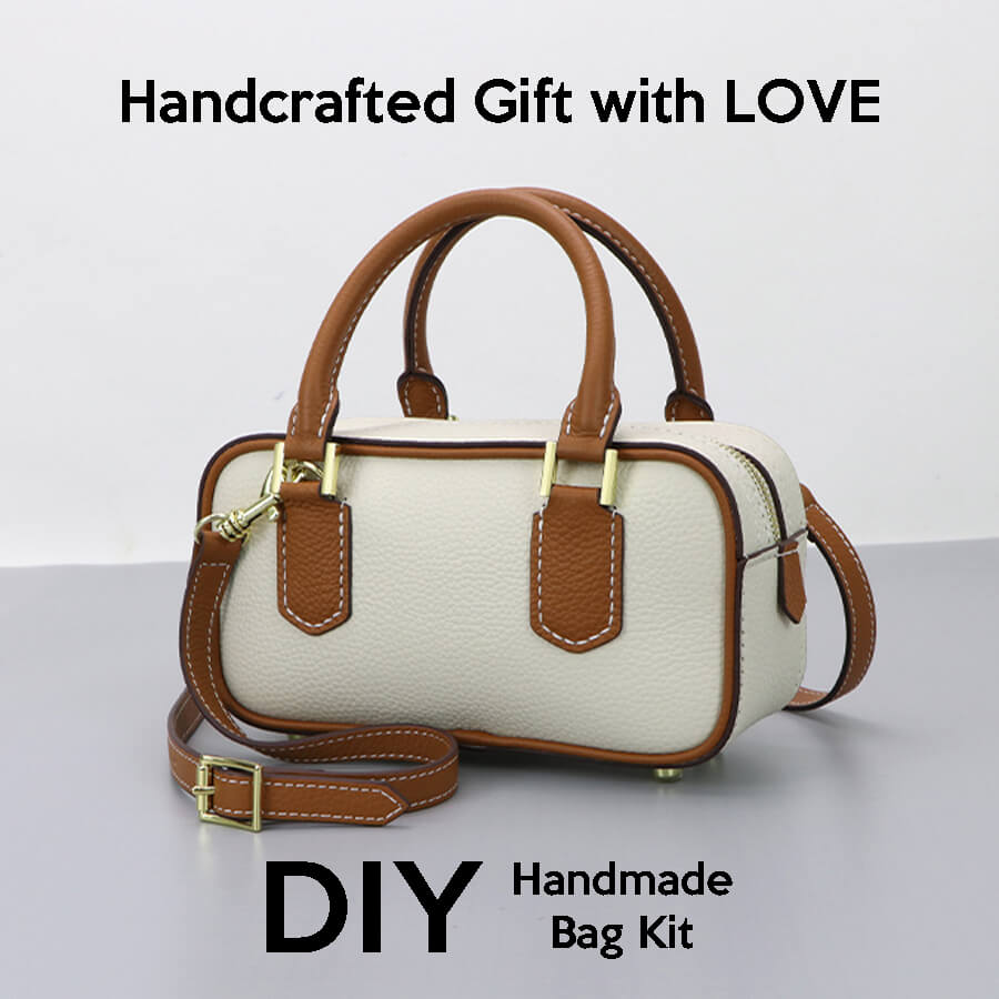 Leather Bowling Bag DIY Craft Kit – Babylon Leather - Babylon LeatherBabylon LeatherSY122-White & Caramel-White