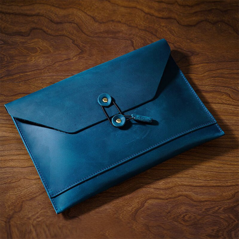 Leather Briefcase Sleeve for iPad Crazy Horse Leather – Babylon Leather - Babylon LeatherBabylon LeatherAN17-Blue