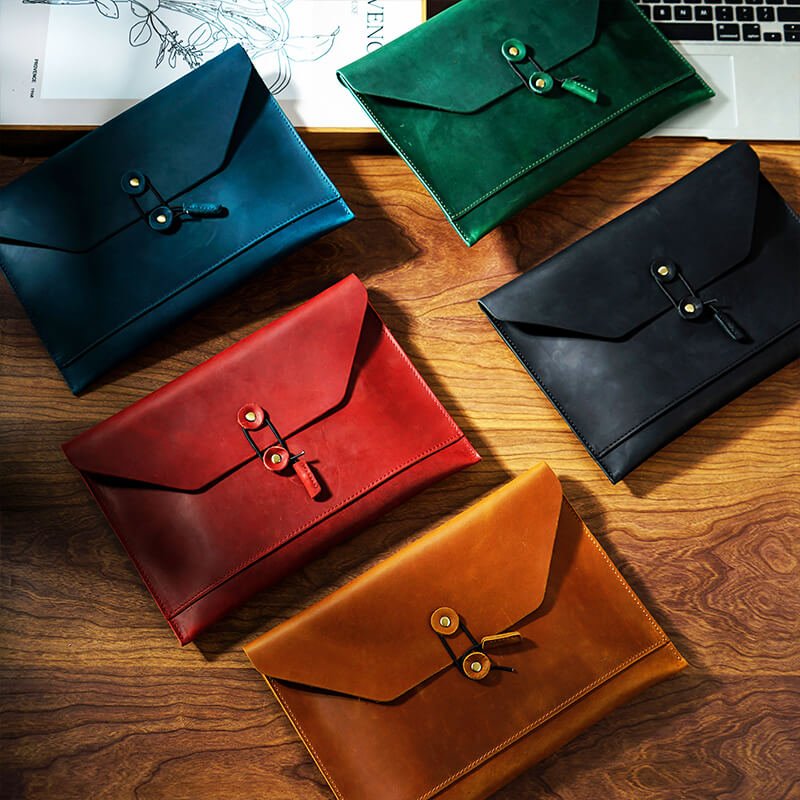 Leather Briefcase Sleeve for iPad Crazy Horse Leather – Babylon Leather - Babylon LeatherBabylon LeatherAN17-Brown