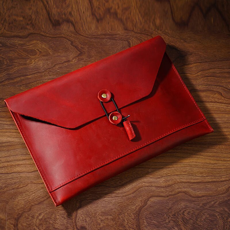 Leather Briefcase Sleeve for iPad Crazy Horse Leather – Babylon Leather - Babylon LeatherBabylon LeatherAN17-Wine Red