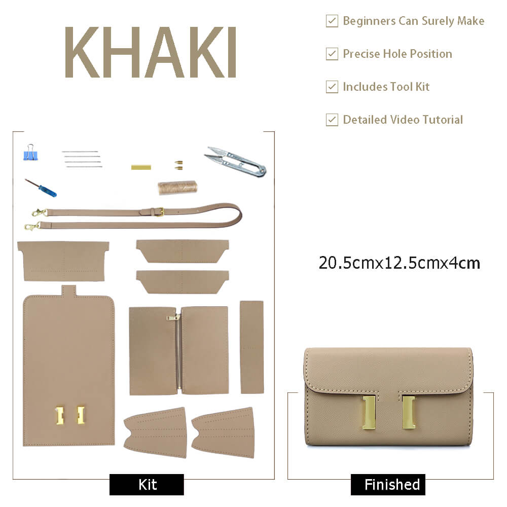Leather Constance To Go Wallet DIY Kit – Babylon Leather - Babylon LeatherBabylon LeatherSY128-Khaki-Color-Matched