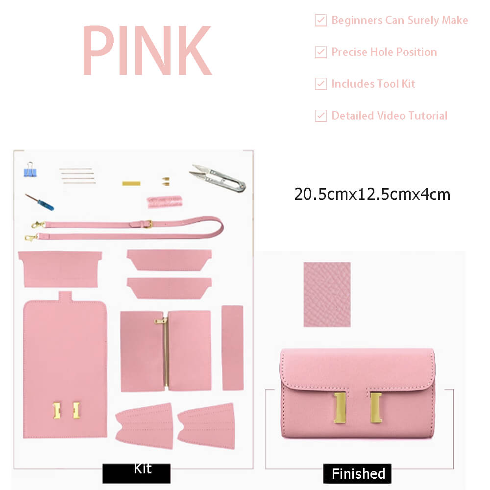 Leather Constance To Go Wallet DIY Kit – Babylon Leather - Babylon LeatherBabylon LeatherSY128-Pink-Color-Matched