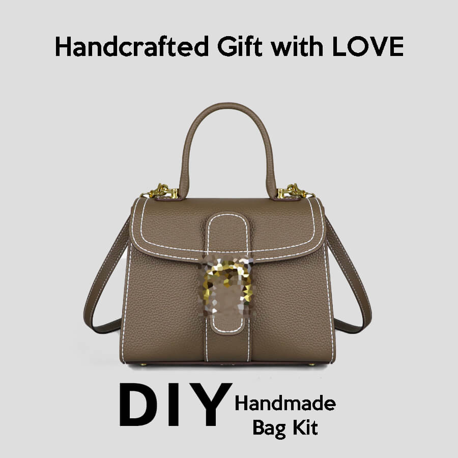 Leather Delvaux Brilliant Stitched Handbag DIY Kit – Babylon Leather - Babylon LeatherBabylon LeatherSY133-Brown-White