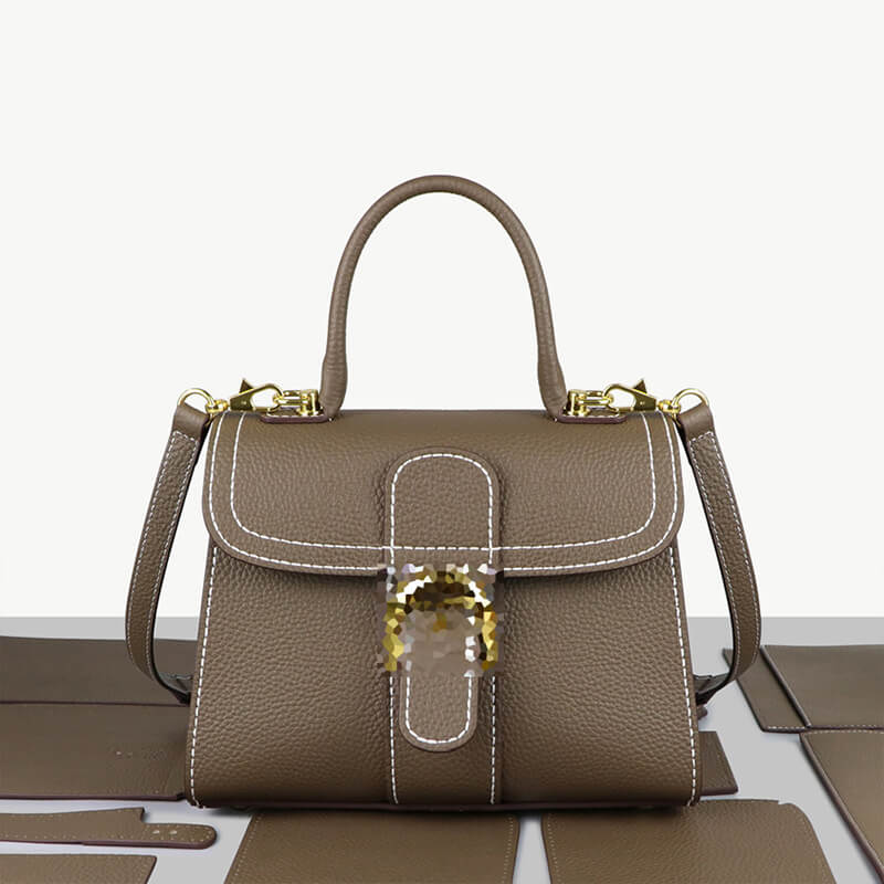 Leather Delvaux Brilliant Stitched Handbag DIY Kit – Babylon Leather - Babylon LeatherBabylon LeatherSY133-Brown-White