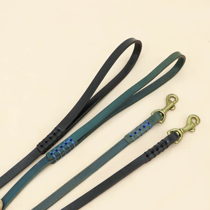 Leather Dog Collar & Leash Set for Daily Walks – Babylon Leather - Babylon LeatherBabylon LeatherLP02-Green-1