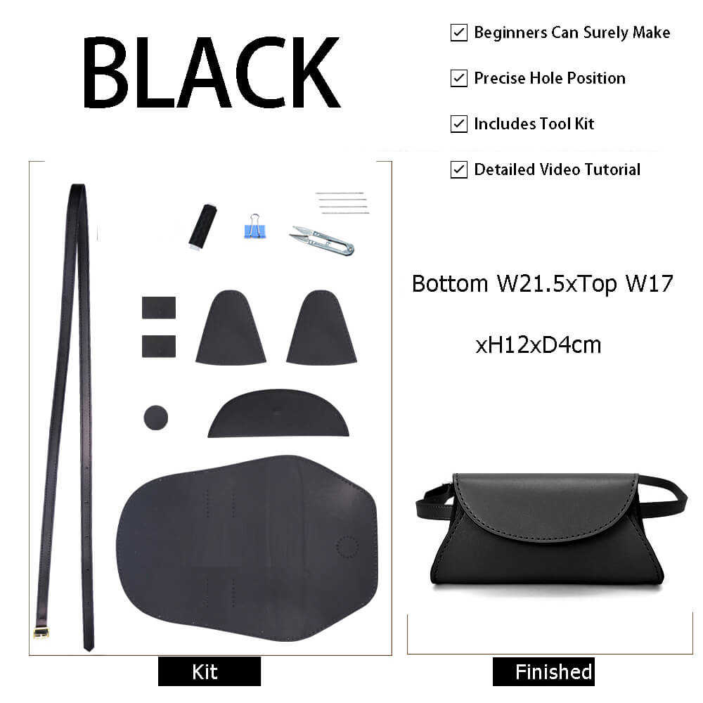 Leather Flap Fanny Pack DIY Kit – Babylon Leather - Babylon LeatherBabylon LeatherSY116-Black-Color-Matched